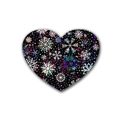 Shiny Winter Snowflake Rubber Heart Coaster (4 Pack) by Grandong