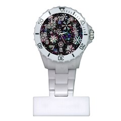 Shiny Winter Snowflake Plastic Nurses Watch by Grandong