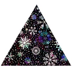 Shiny Winter Snowflake Wooden Puzzle Triangle