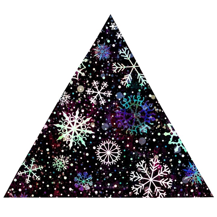 Shiny Winter Snowflake Wooden Puzzle Triangle