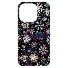 Shiny Winter Snowflake Iphone 14 Pro Black Uv Print Case by Grandong