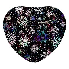 Shiny Winter Snowflake Heart Glass Fridge Magnet (4 Pack) by Grandong