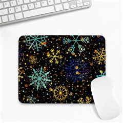 Gold Teal Snowflakes Small Mousepad by Grandong