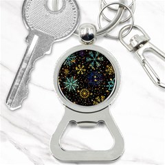 Gold Teal Snowflakes Bottle Opener Key Chain by Grandong