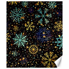 Gold Teal Snowflakes Canvas 8  X 10  by Grandong