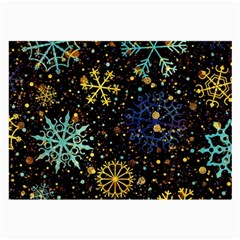 Gold Teal Snowflakes Large Glasses Cloth (2 Sides) by Grandong