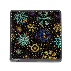 Gold Teal Snowflakes Memory Card Reader (square 5 Slot) by Grandong