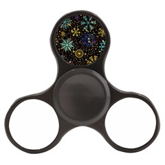 Gold Teal Snowflakes Finger Spinner by Grandong