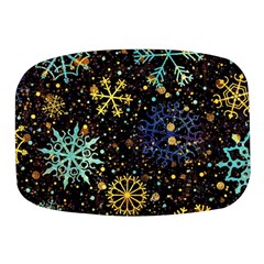 Gold Teal Snowflakes Mini Square Pill Box by Grandong