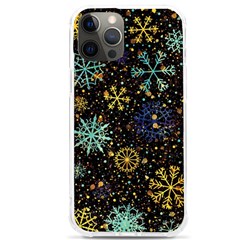 Gold Teal Snowflakes Iphone 12 Pro Max Tpu Uv Print Case by Grandong