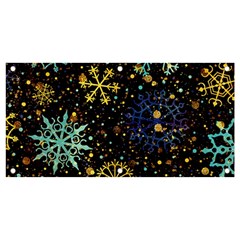 Gold Teal Snowflakes Banner And Sign 4  X 2  by Grandong