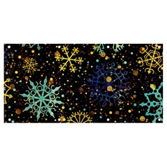 Gold Teal Snowflakes Banner And Sign 8  X 4  by Grandong