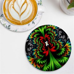 Kaleidoscopic Tropic Uv Print Round Tile Coaster by Grandong