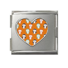 Cute Penguin Funny Pattern Mega Link Heart Italian Charm (18mm) by Grandong