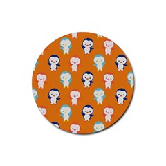 Cute Penguin Funny Pattern Rubber Coaster (round) by Grandong