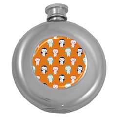 Cute Penguin Funny Pattern Round Hip Flask (5 Oz) by Grandong