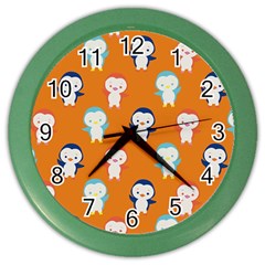 Cute Penguin Funny Pattern Color Wall Clock by Grandong