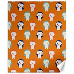 Cute Penguin Funny Pattern Canvas 11  X 14  by Grandong