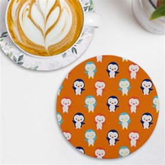 Cute Penguin Funny Pattern Uv Print Round Tile Coaster by Grandong