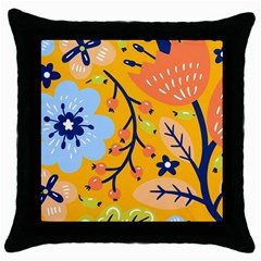 Floral Pattern Adorable Beautiful Aesthetic Secret Garden Throw Pillow Case (black) by Grandong