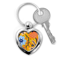 Floral Pattern Adorable Beautiful Aesthetic Secret Garden Key Chain (heart) by Grandong