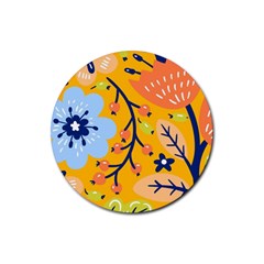 Floral Pattern Adorable Beautiful Aesthetic Secret Garden Rubber Coaster (round) by Grandong