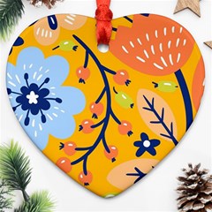 Floral Pattern Adorable Beautiful Aesthetic Secret Garden Heart Ornament (two Sides) by Grandong