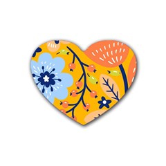 Floral Pattern Adorable Beautiful Aesthetic Secret Garden Rubber Coaster (heart) by Grandong