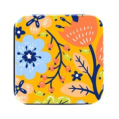 Floral Pattern Adorable Beautiful Aesthetic Secret Garden Square Metal Box (black) by Grandong