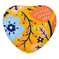 Floral Pattern Adorable Beautiful Aesthetic Secret Garden Heart Glass Fridge Magnet (4 Pack) by Grandong