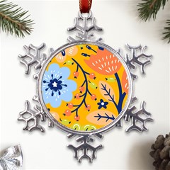 Floral Pattern Adorable Beautiful Aesthetic Secret Garden Metal Large Snowflake Ornament by Grandong