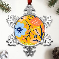 Floral Pattern Adorable Beautiful Aesthetic Secret Garden Metal Small Snowflake Ornament by Grandong