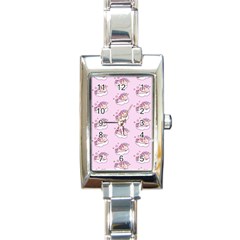 Unicorn Clouds Colorful Cute Pattern Sleepy Rectangle Italian Charm Watch