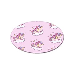 Unicorn Clouds Colorful Cute Pattern Sleepy Sticker (oval) by Grandong