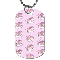 Unicorn Clouds Colorful Cute Pattern Sleepy Dog Tag (one Side) by Grandong