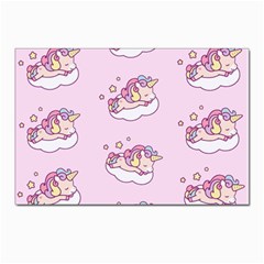 Unicorn Clouds Colorful Cute Pattern Sleepy Postcards 5  X 7  (pkg Of 10) by Grandong