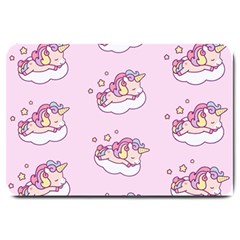 Unicorn Clouds Colorful Cute Pattern Sleepy Large Doormat by Grandong