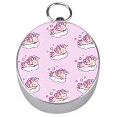 Unicorn Clouds Colorful Cute Pattern Sleepy Silver Compasses by Grandong