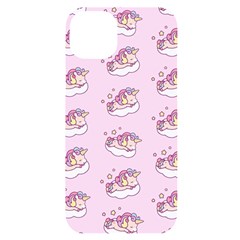 Unicorn Clouds Colorful Cute Pattern Sleepy Iphone 14 Plus Black Uv Print Case by Grandong