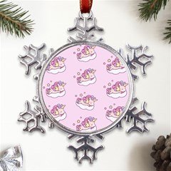 Unicorn Clouds Colorful Cute Pattern Sleepy Metal Large Snowflake Ornament by Grandong