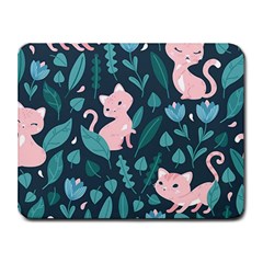 Cat Cute Flowers Leaves Pattern Small Mousepad by Grandong