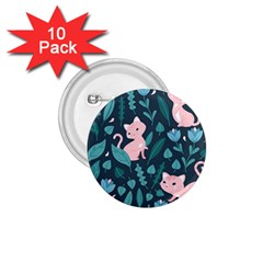 Cat Cute Flowers Leaves Pattern 1 75  Buttons (10 Pack) by Grandong