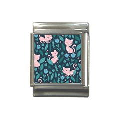 Cat Cute Flowers Leaves Pattern Italian Charm (13mm) by Grandong