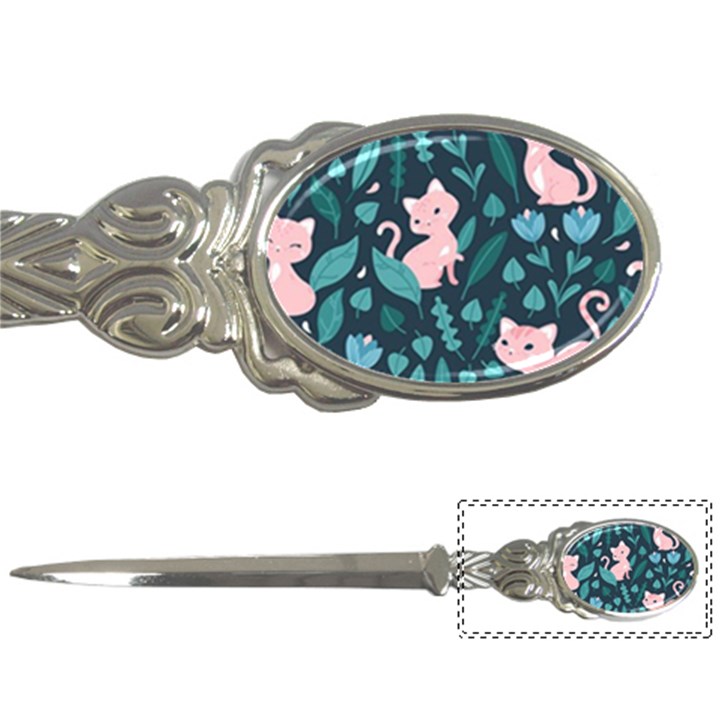 Cat Cute Flowers Leaves Pattern Letter Opener