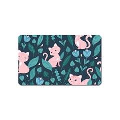 Cat Cute Flowers Leaves Pattern Magnet (name Card) by Grandong