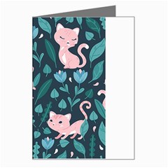 Cat Cute Flowers Leaves Pattern Greeting Card