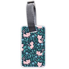 Cat Cute Flowers Leaves Pattern Luggage Tag (one Side) by Grandong