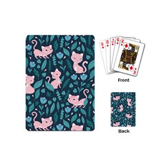 Cat Cute Flowers Leaves Pattern Playing Cards Single Design (mini) by Grandong