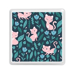 Cat Cute Flowers Leaves Pattern Memory Card Reader (square) by Grandong