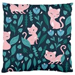 Cat Cute Flowers Leaves Pattern Standard Premium Plush Fleece Cushion Case (Two Sides) Back